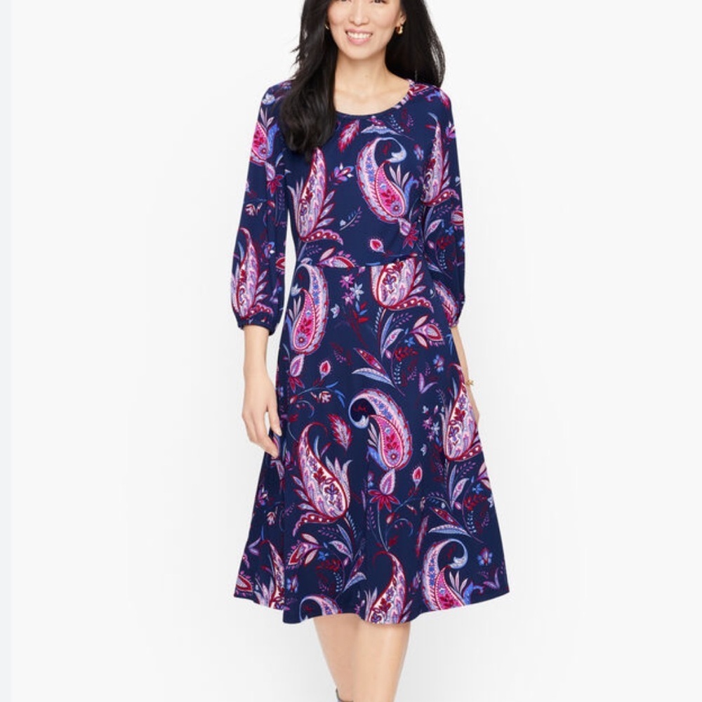 Talbots Knit Jersey Winding Paisley Dress